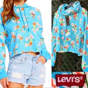 Levi’s Swim Blue Floral Crop Hoodie